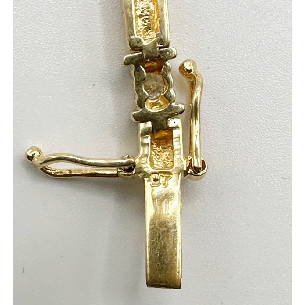 Gold Plated Sterling Silver Rhinestone Tennis Bracelet 7.5”‎ - Picture 6 of 6